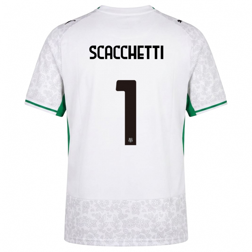 גברים Alessandro Scacchetti #1 לבן שחור ירוק הרחק ג'רזי 2026/27 חולצה קצרה