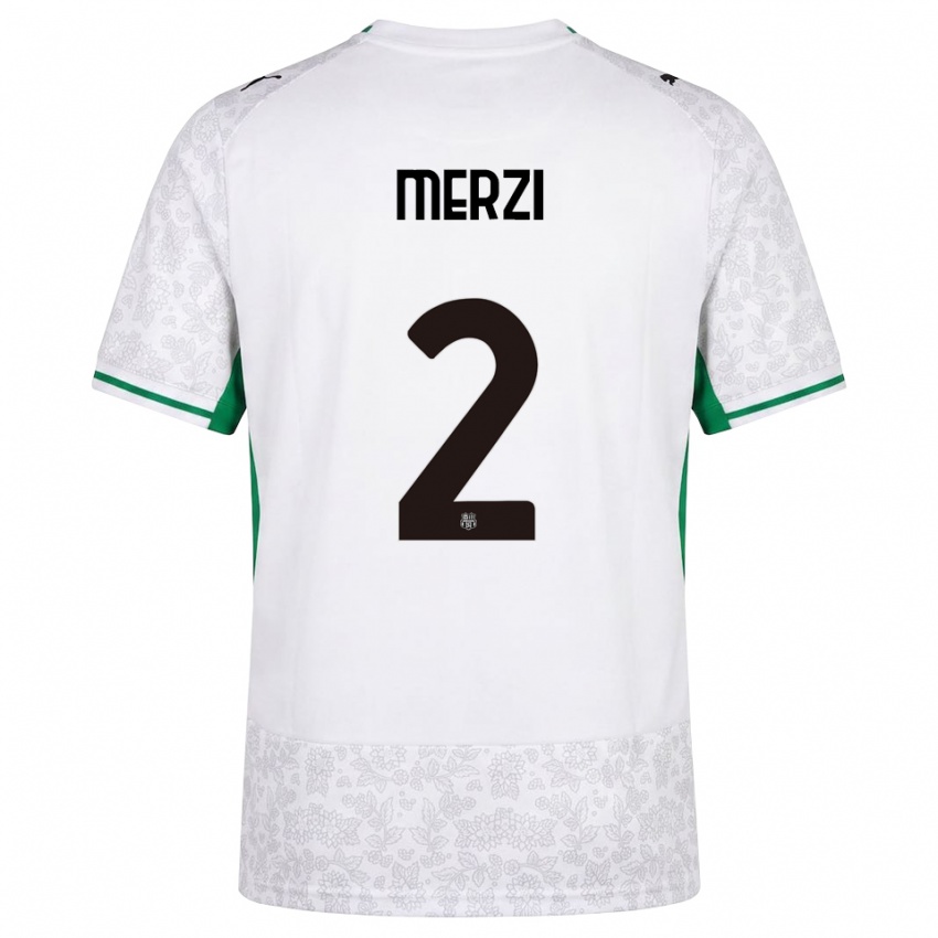 גברים Matteo Merzi #2 לבן שחור ירוק הרחק ג'רזי 2026/27 חולצה קצרה
