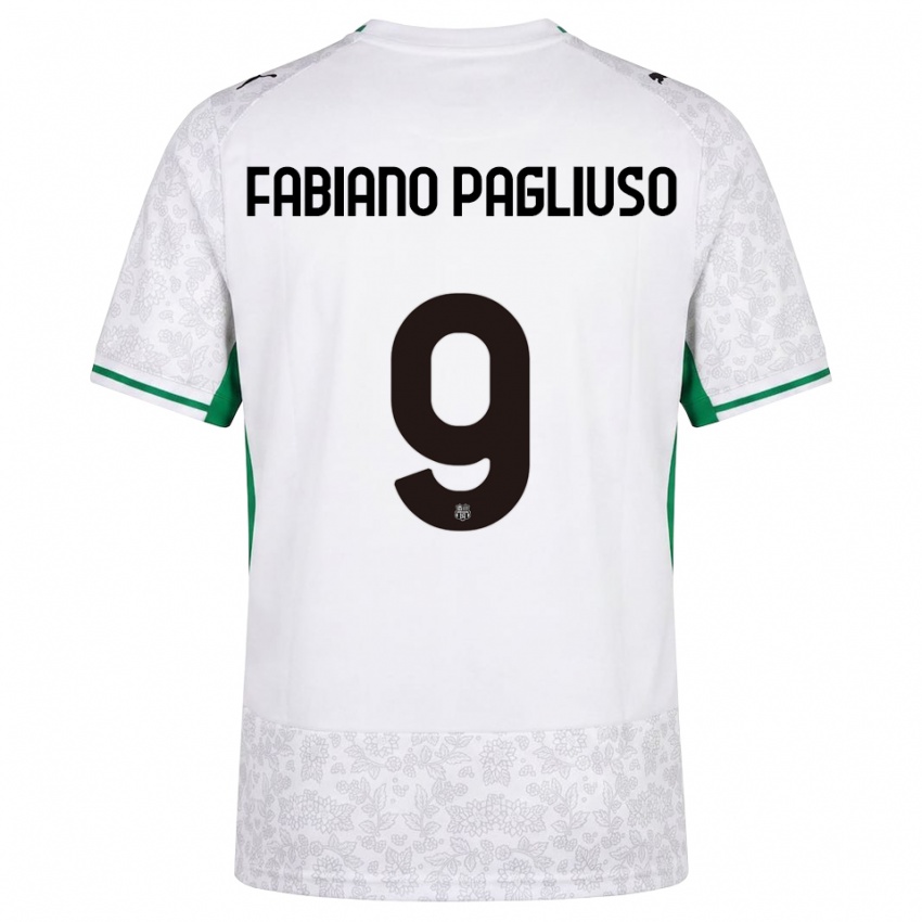 גברים Paolo Fabiano Pagliuso #9 לבן שחור ירוק הרחק ג'רזי 2026/27 חולצה קצרה