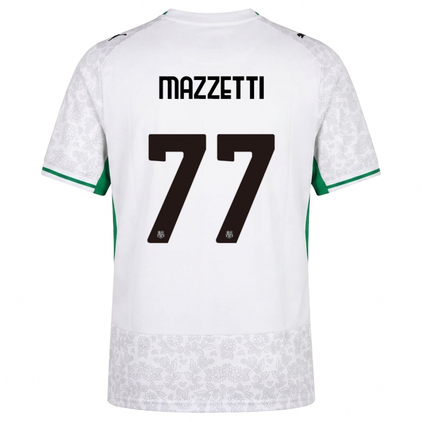 גברים Riccardo Mazzetti #77 לבן שחור ירוק הרחק ג'רזי 2026/27 חולצה קצרה
