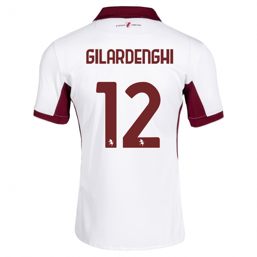 גברים Riccardo Gilardenghi #12 בורדו לבן אדום הרחק ג'רזי 2026/27 חולצה קצרה