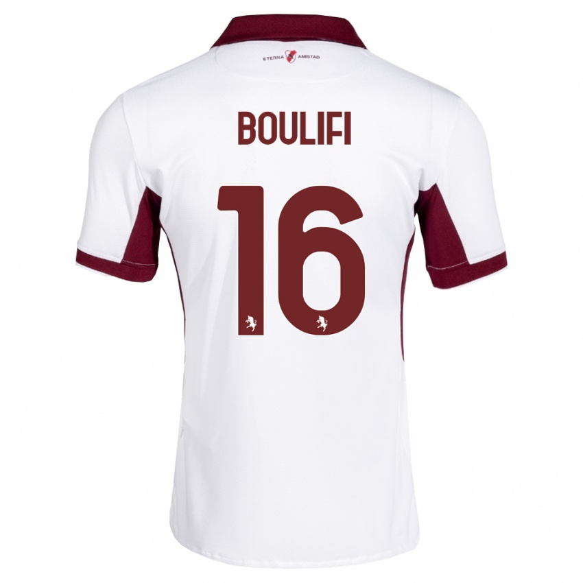 גברים Youssef Boulifi #16 בורדו לבן אדום הרחק ג'רזי 2026/27 חולצה קצרה