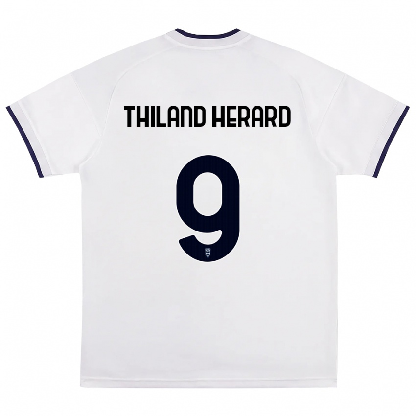 גברים Robin Thiland Herard #9 לבן אדום כחול מלכותי הרחק ג'רזי 2026/27 חולצה קצרה