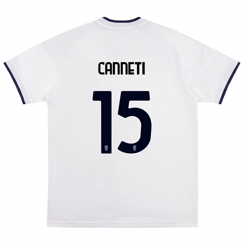 גברים Jacopo Canneti #15 לבן אדום כחול מלכותי הרחק ג'רזי 2026/27 חולצה קצרה