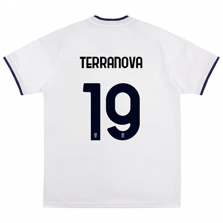 גברים Mattia Terranova #19 לבן אדום כחול מלכותי הרחק ג'רזי 2026/27 חולצה קצרה