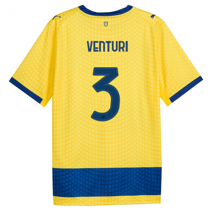 גברים Edoardo Venturi #3 צהוב כחול שחור הרחק ג'רזי 2026/27 חולצה קצרה