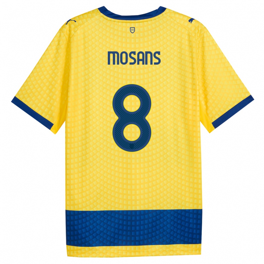 גברים Kristaps Mosans #8 צהוב כחול שחור הרחק ג'רזי 2026/27 חולצה קצרה