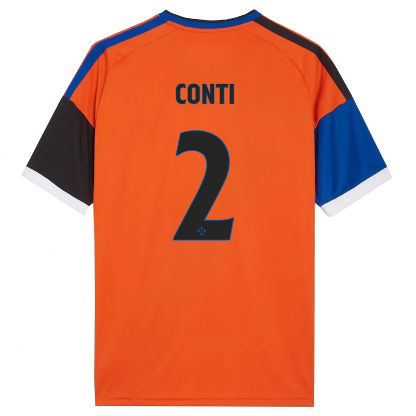 גברים Niccolò Conti #2 כתום כחול שחור לבן הרחק ג'רזי 2026/27 חולצה קצרה