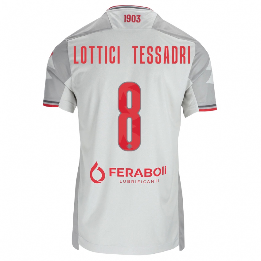 גברים Simone Lottici Tessadri #8 אפור לבן אדום הרחק ג'רזי 2026/27 חולצה קצרה