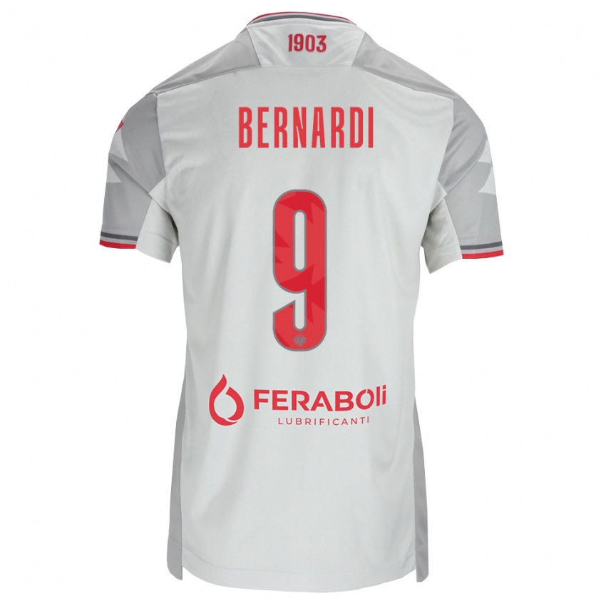 גברים Andrea Bernardi #9 אפור לבן אדום הרחק ג'רזי 2026/27 חולצה קצרה