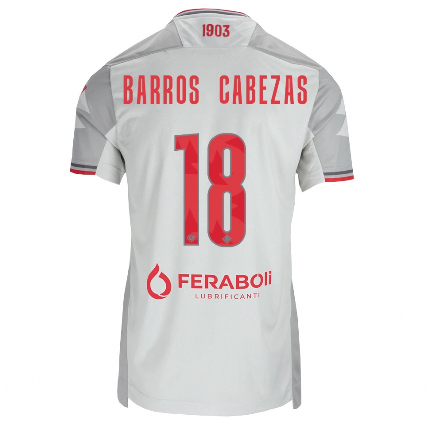 גברים Ronie Barros Cabezas #18 אפור לבן אדום הרחק ג'רזי 2026/27 חולצה קצרה