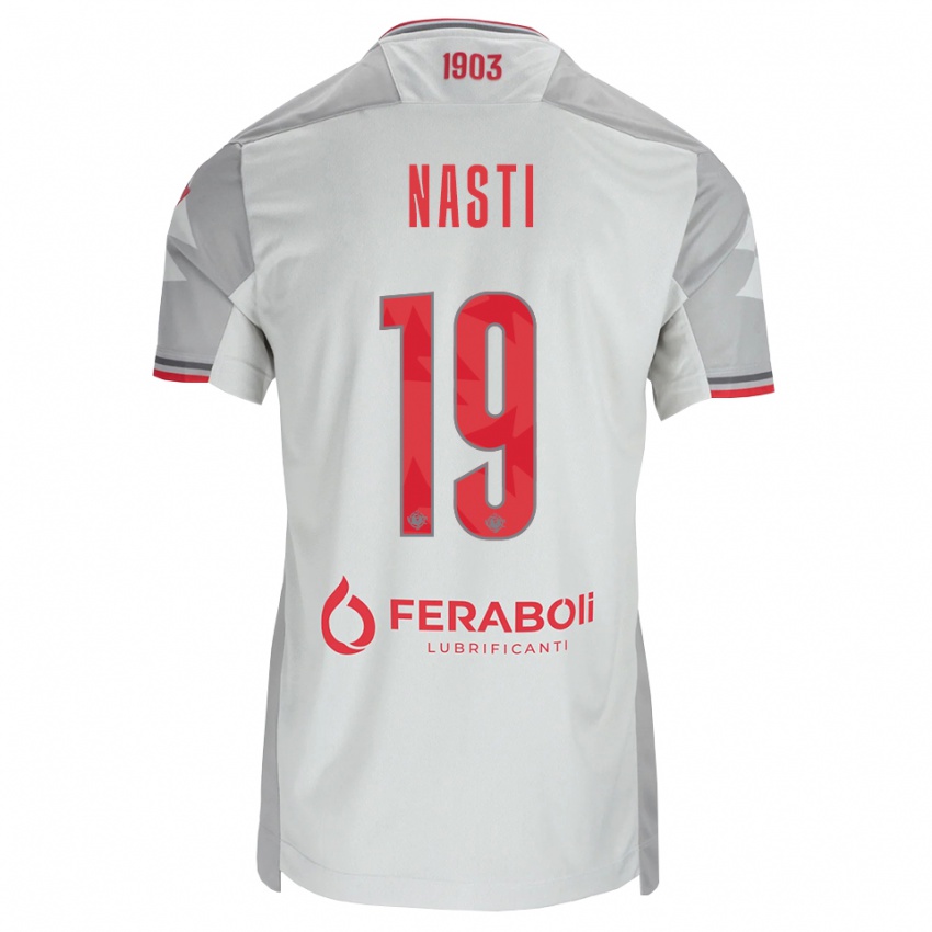 גברים Marco Nasti #19 אפור לבן אדום הרחק ג'רזי 2026/27 חולצה קצרה