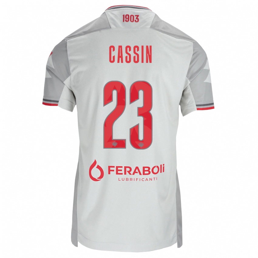 גברים Marco Cassin #23 אפור לבן אדום הרחק ג'רזי 2026/27 חולצה קצרה
