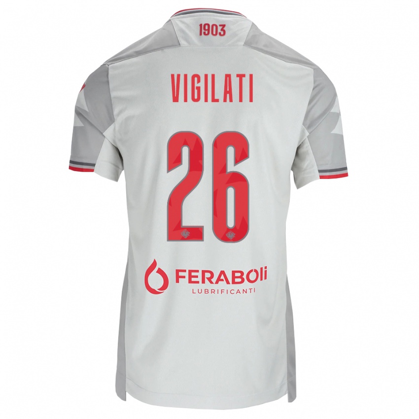 גברים Tommaso Vigilati #26 אפור לבן אדום הרחק ג'רזי 2026/27 חולצה קצרה
