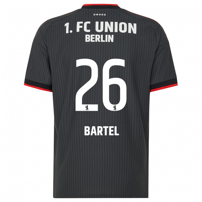 גברים Oskar Bartel #26 שחור לבן אדום הרחק ג'רזי 2026/27 חולצה קצרה