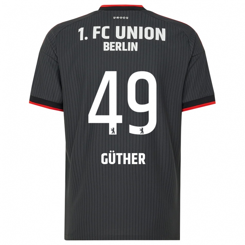 גברים Linus Güther #49 שחור לבן אדום הרחק ג'רזי 2026/27 חולצה קצרה