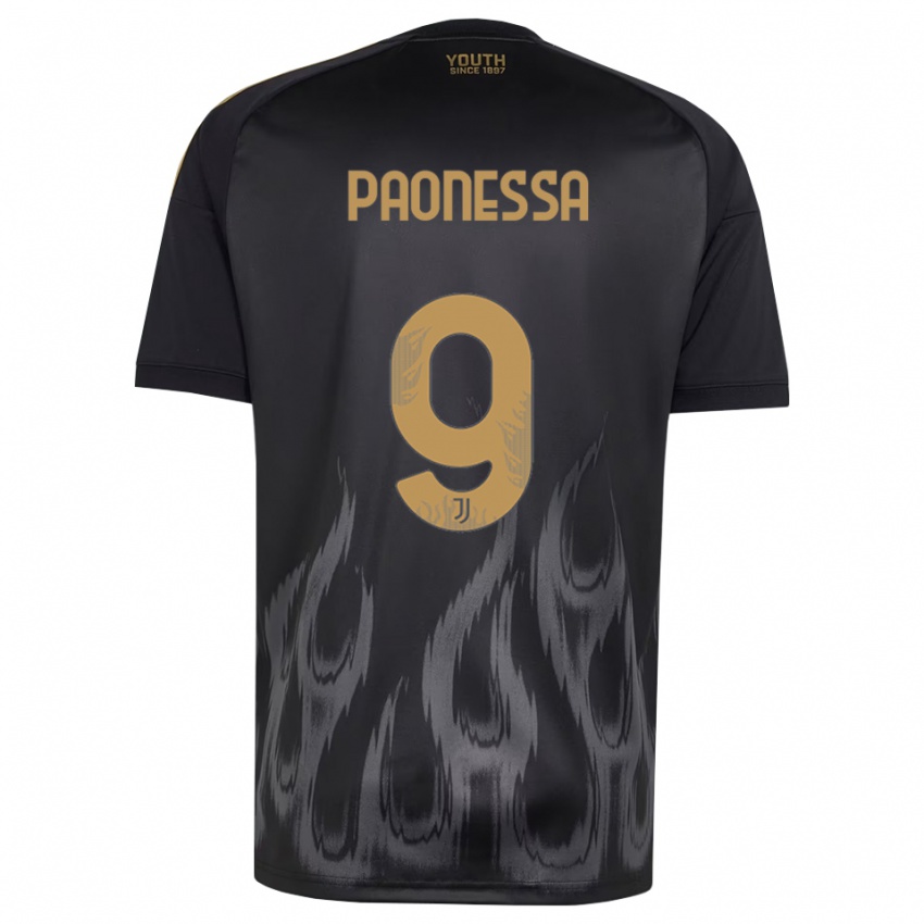 גברים Riccardo Paonessa #9 שחור חום ג'רזי קיט שלישי 2026/27 חולצה קצרה