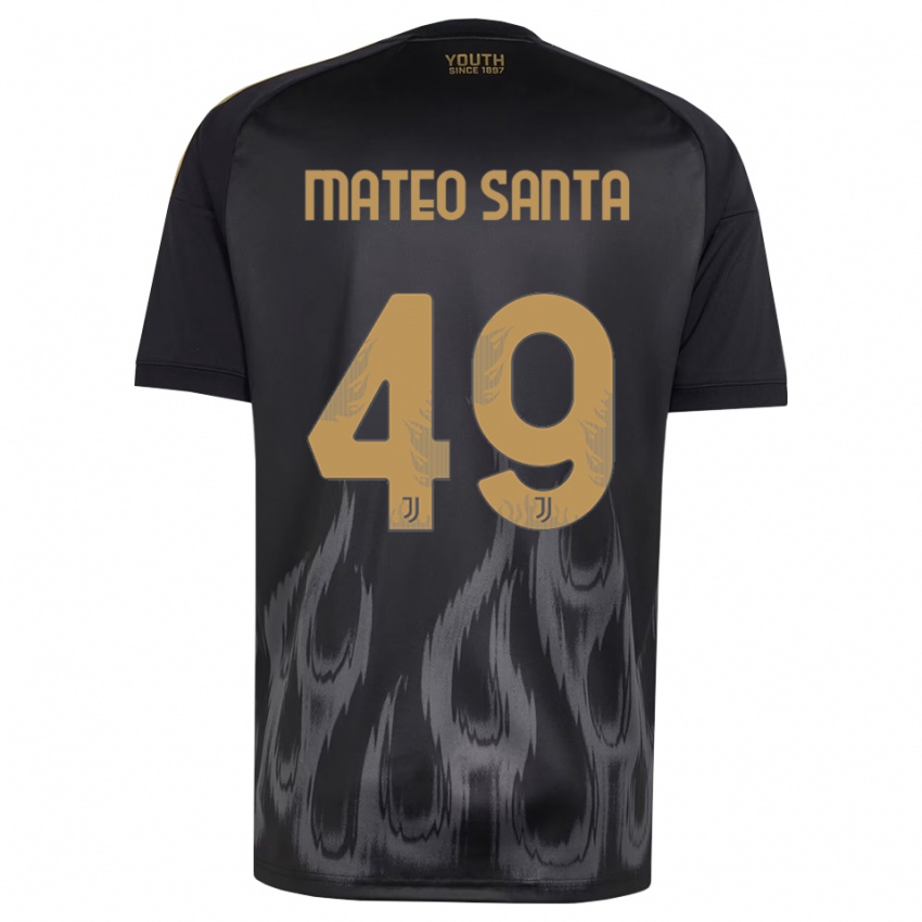 גברים Mateo Santa Maria #49 שחור חום ג'רזי קיט שלישי 2026/27 חולצה קצרה