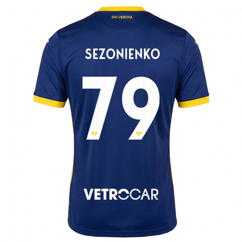 נשים Kacper Sezonienko #79 כחול מלכותי צהוב לבן ג'רזי ביתית 2026/27 חולצה קצרה
