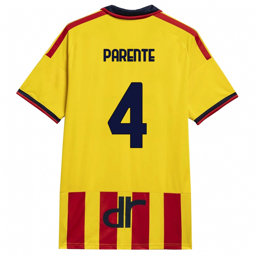 נשים Francesco Parente #4 צהוב אדום ג'רזי ביתית 2026/27 חולצה קצרה