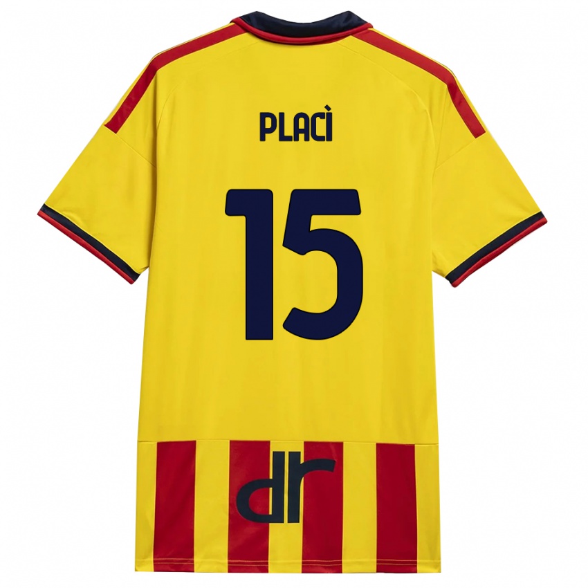 נשים Davide Placì #15 צהוב אדום ג'רזי ביתית 2026/27 חולצה קצרה