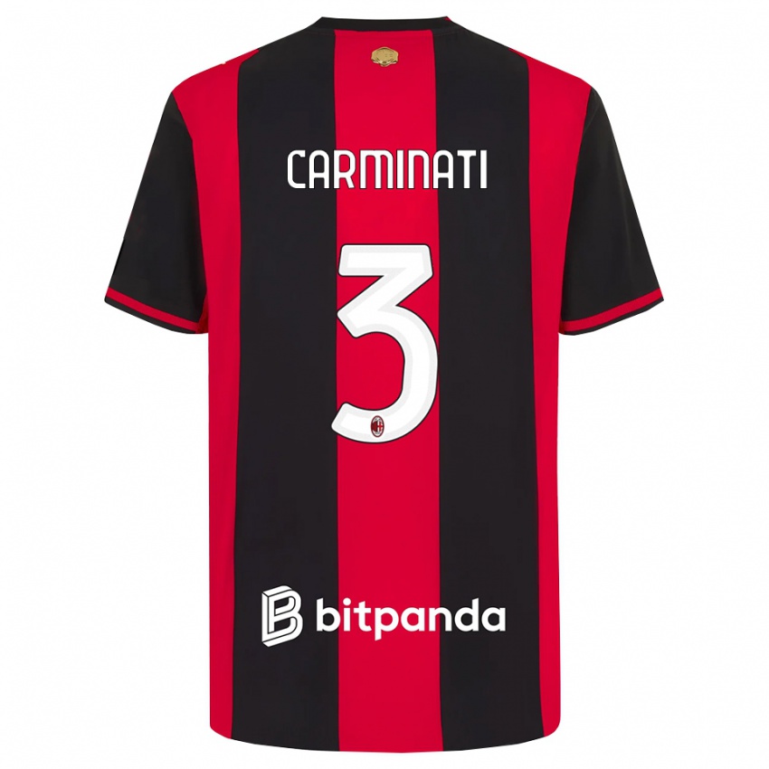 נשים Diego Carminati #3 אדום שחור לבן ג'רזי ביתית 2026/27 חולצה קצרה