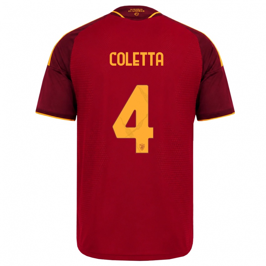 נשים Francesco Coletta #4 אדום זהוב צהוב ג'רזי ביתית 2026/27 חולצה קצרה