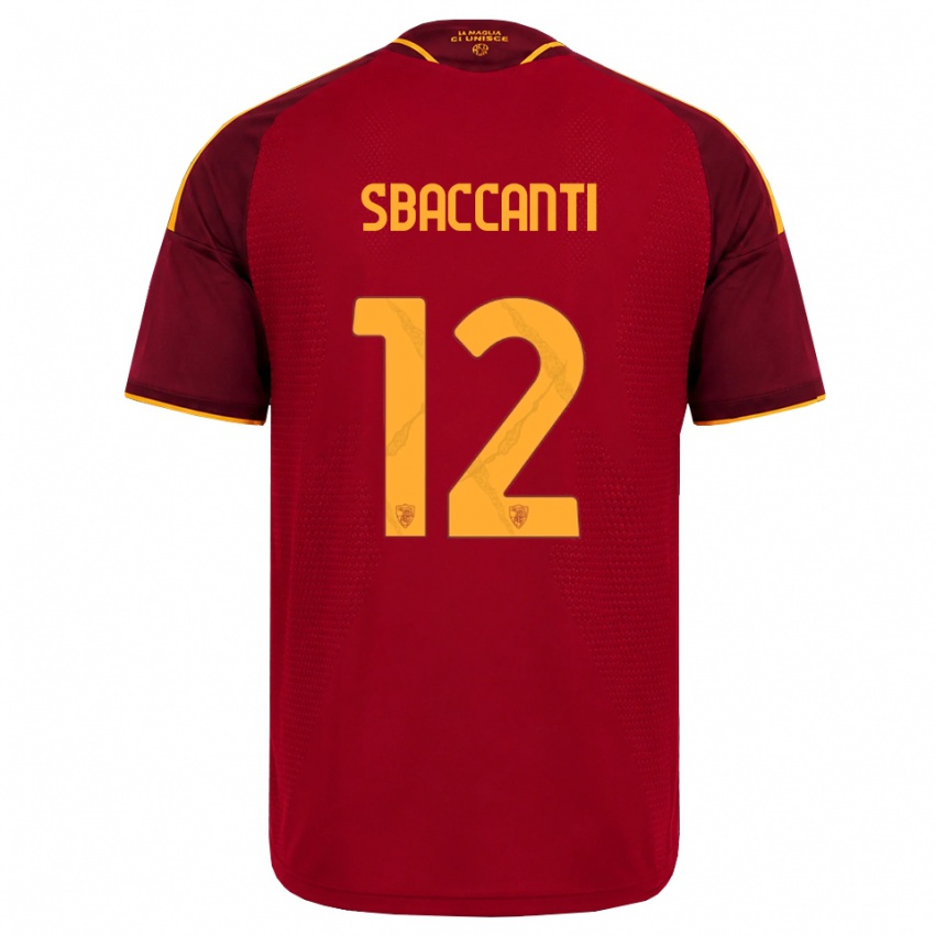 נשים Christian Sbaccanti #12 אדום זהוב צהוב ג'רזי ביתית 2026/27 חולצה קצרה