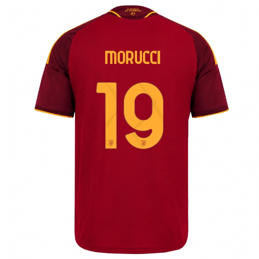 נשים Edoardo Morucci #19 אדום זהוב צהוב ג'רזי ביתית 2026/27 חולצה קצרה