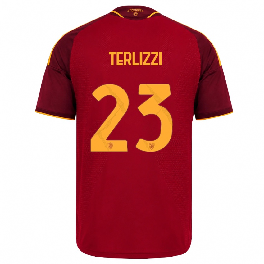 נשים Federico Terlizzi #23 אדום זהוב צהוב ג'רזי ביתית 2026/27 חולצה קצרה