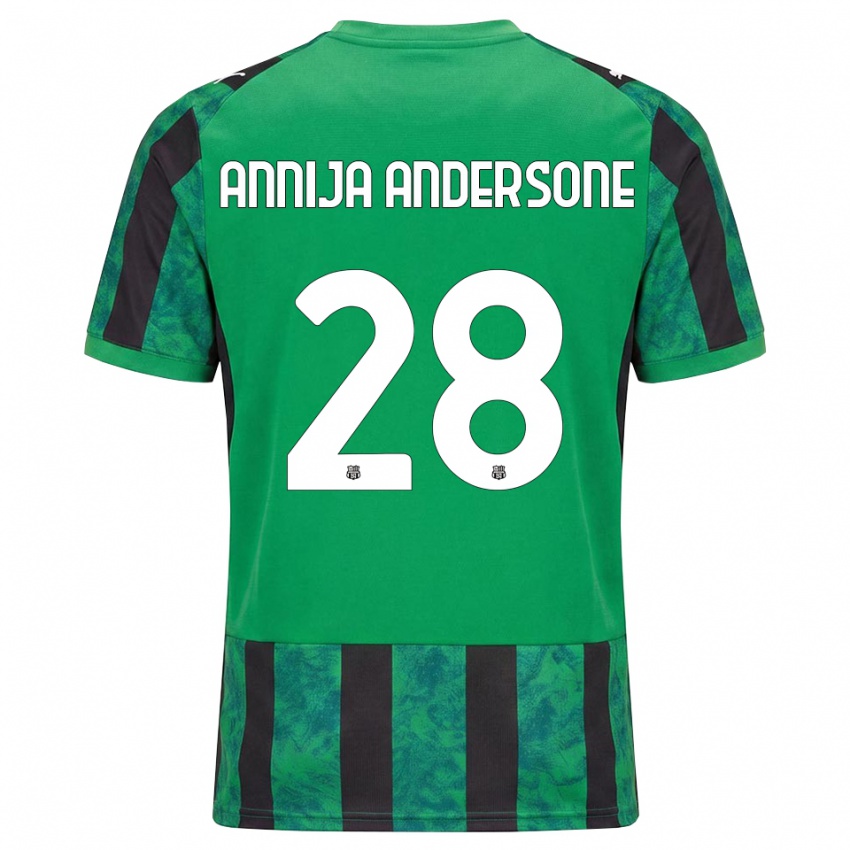 נשים Gabriela Annija Andersone #28 ירוק שחור לבן ג'רזי ביתית 2026/27 חולצה קצרה