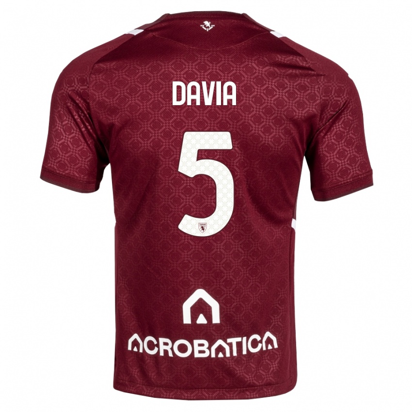 נשים Emiliano Davia #5 בורדו לבן ג'רזי ביתית 2026/27 חולצה קצרה