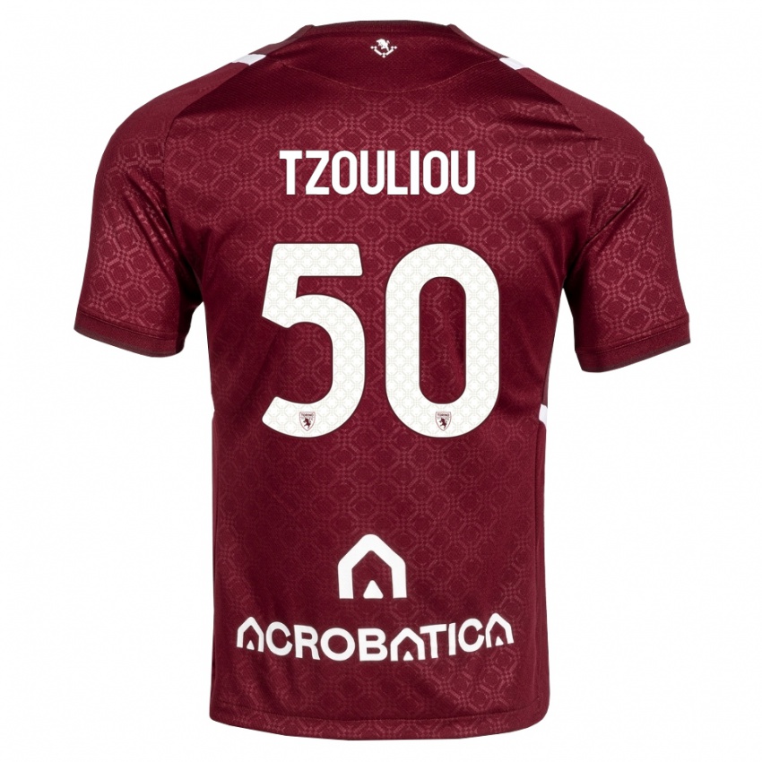 נשים Dimitrianos Tzouliou #50 בורדו לבן ג'רזי ביתית 2026/27 חולצה קצרה