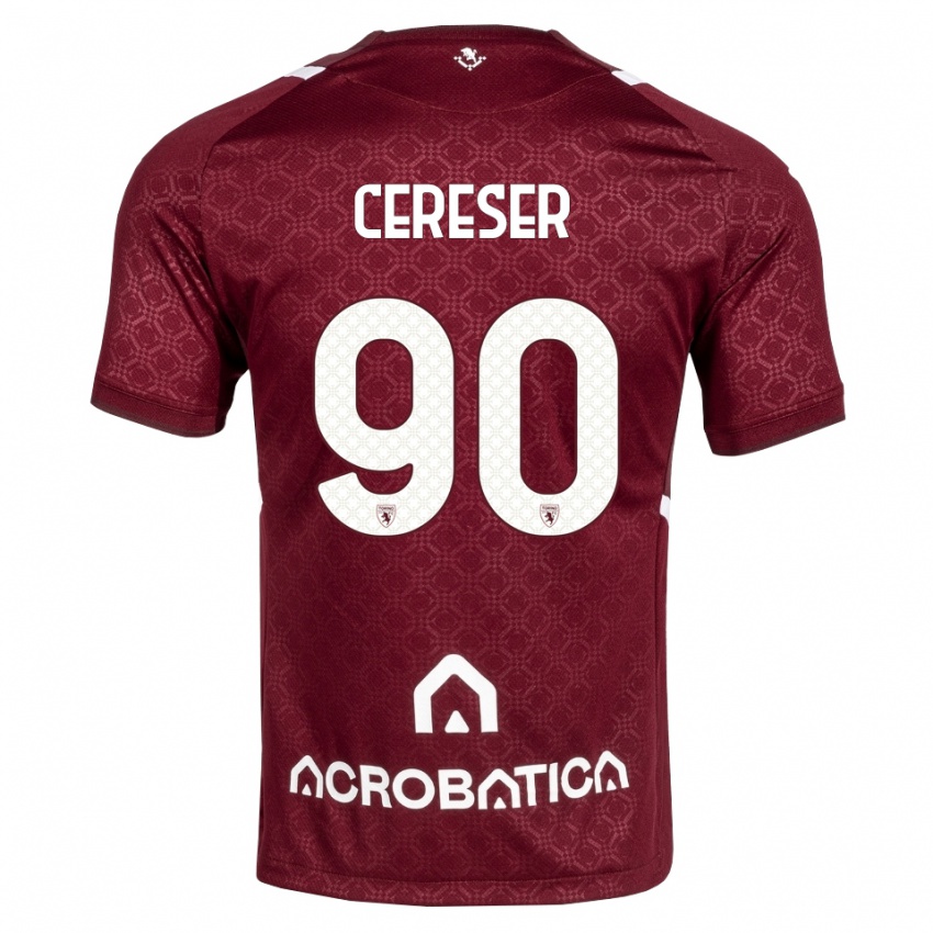 נשים Francesco Cereser #90 בורדו לבן ג'רזי ביתית 2026/27 חולצה קצרה