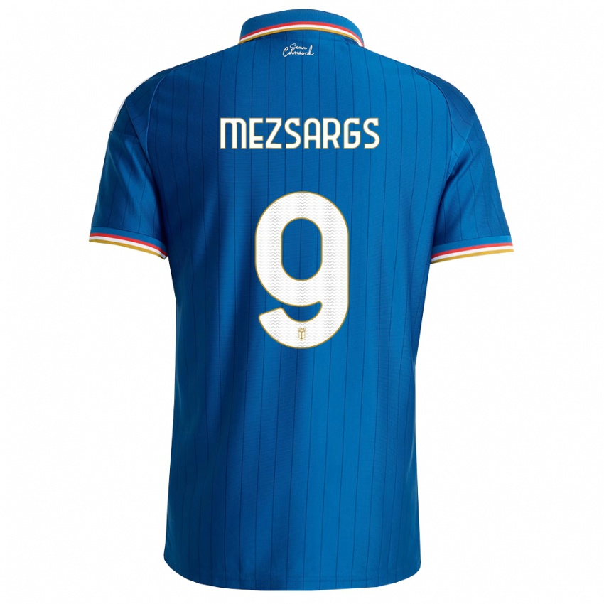 נשים Kristians Mezsargs #9 כחול לבן אדום ג'רזי ביתית 2026/27 חולצה קצרה