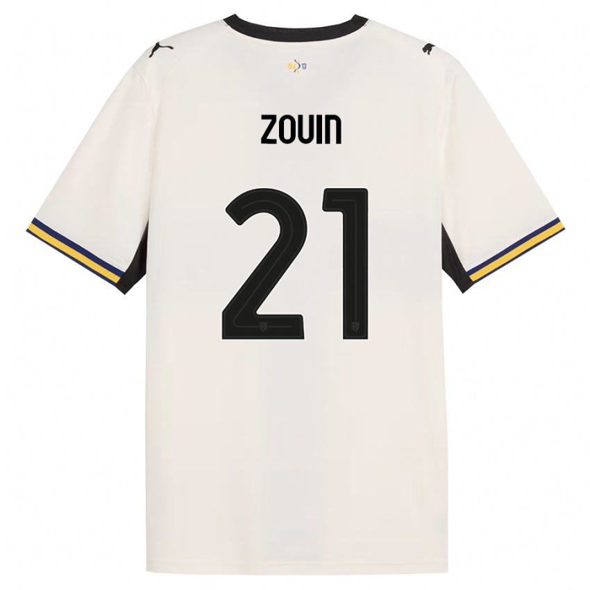נשים Aymen Zouin #21 לבן מבריק שחור צהוב ג'רזי ביתית 2026/27 חולצה קצרה