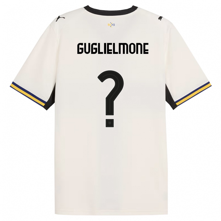 נשים Giovanni Guglielmone #0 לבן מבריק שחור צהוב ג'רזי ביתית 2026/27 חולצה קצרה