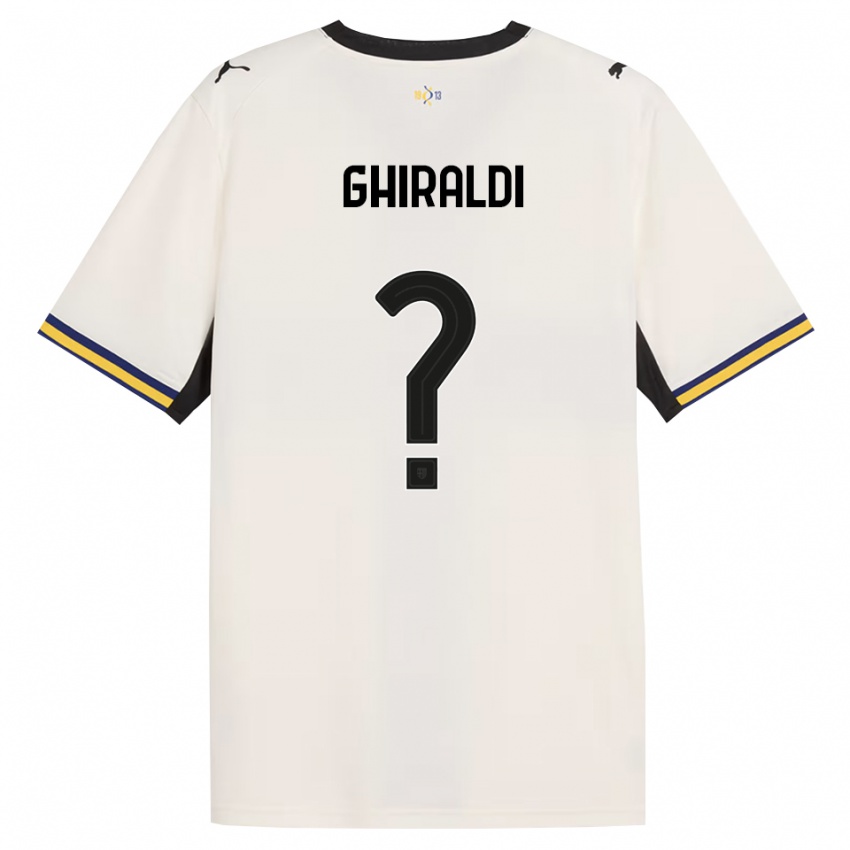 נשים Cesare Ghiraldi #0 לבן מבריק שחור צהוב ג'רזי ביתית 2026/27 חולצה קצרה