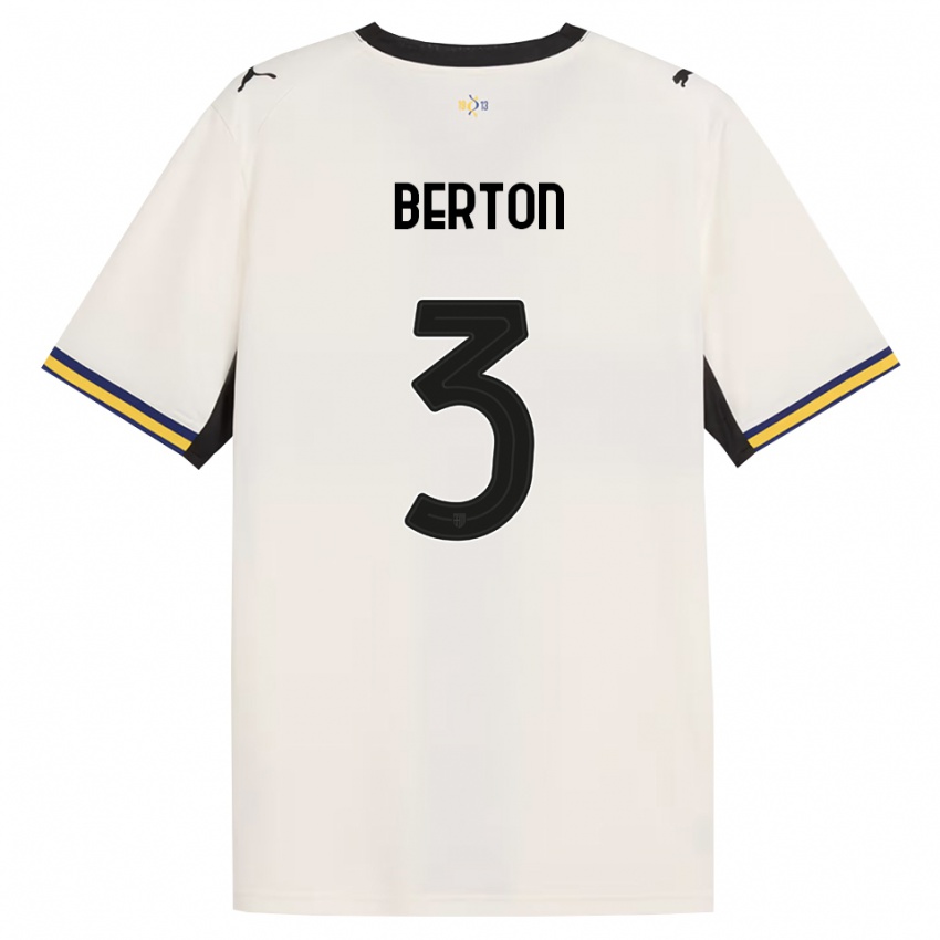נשים Federico Berton #3 לבן מבריק שחור צהוב ג'רזי ביתית 2026/27 חולצה קצרה