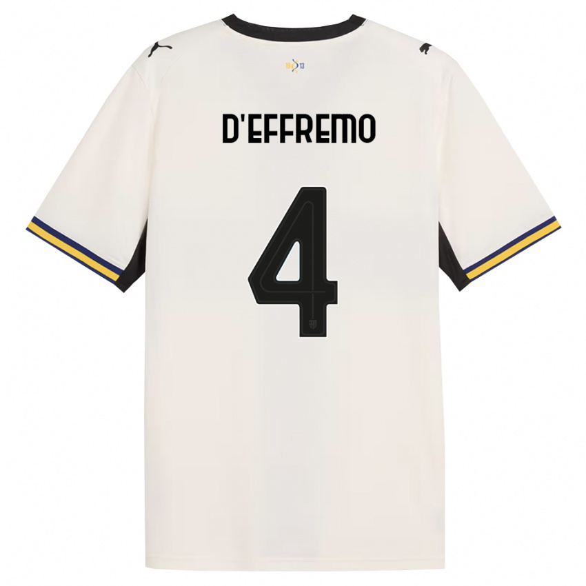 נשים Dario D'effremo #4 לבן מבריק שחור צהוב ג'רזי ביתית 2026/27 חולצה קצרה