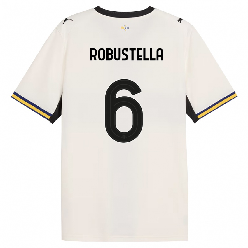 נשים Daniele Robustella #6 לבן מבריק שחור צהוב ג'רזי ביתית 2026/27 חולצה קצרה