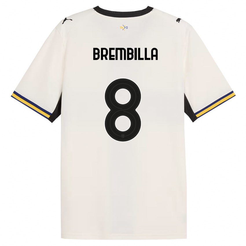 נשים Cristiano Brembilla #8 לבן מבריק שחור צהוב ג'רזי ביתית 2026/27 חולצה קצרה