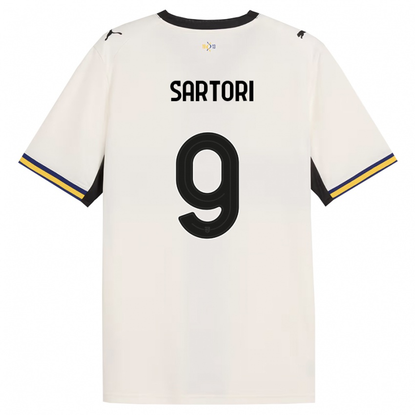 נשים Francesco Sartori #9 לבן מבריק שחור צהוב ג'רזי ביתית 2026/27 חולצה קצרה