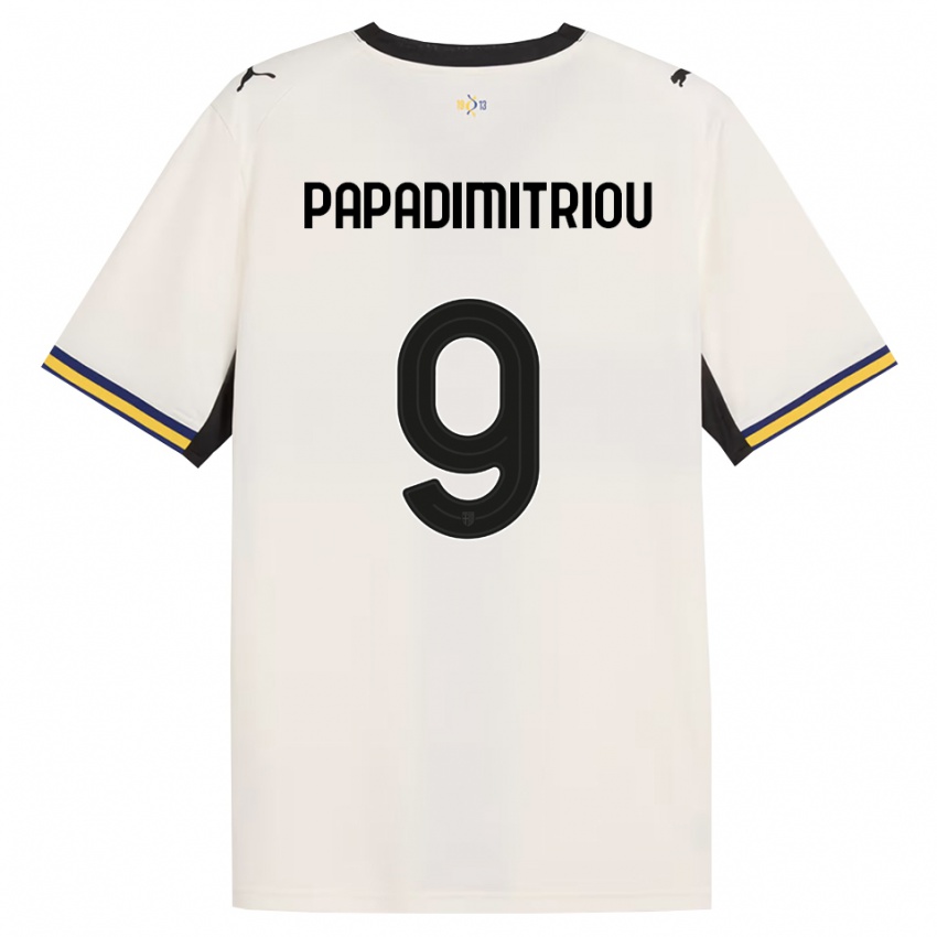 נשים Eirinaios Papadimitriou #9 לבן מבריק שחור צהוב ג'רזי ביתית 2026/27 חולצה קצרה