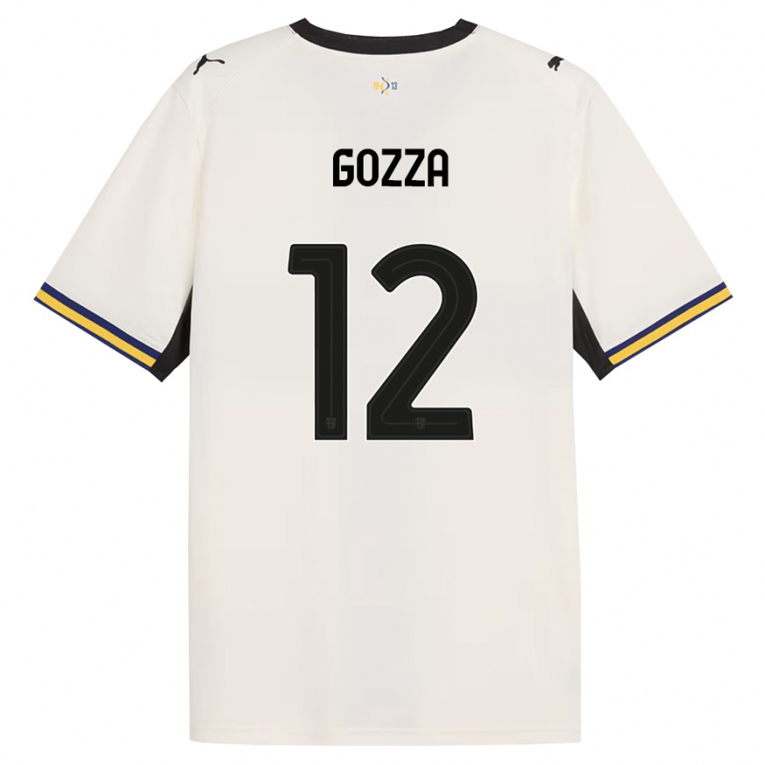 נשים Luca Gozza #12 לבן מבריק שחור צהוב ג'רזי ביתית 2026/27 חולצה קצרה נשים Luca Gozza #12 לבן מבריק שחור צהוב ג'רזי ביתית 2026/27 חולצה קצרה