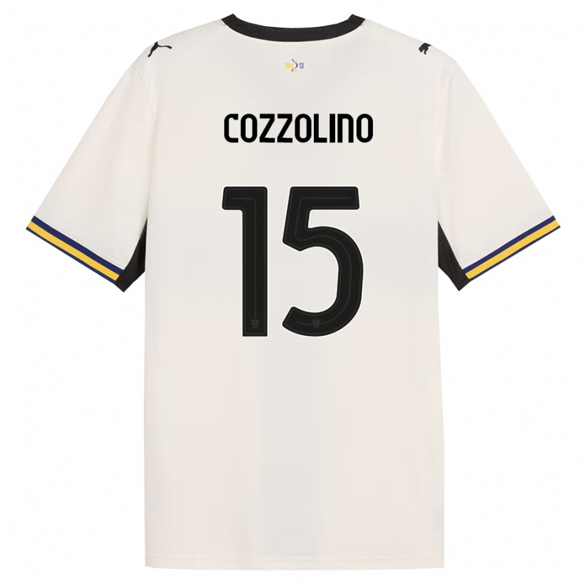 נשים Christian Cozzolino #15 לבן מבריק שחור צהוב ג'רזי ביתית 2026/27 חולצה קצרה