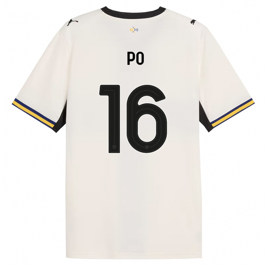 נשים Federico Po #16 לבן מבריק שחור צהוב ג'רזי ביתית 2026/27 חולצה קצרה