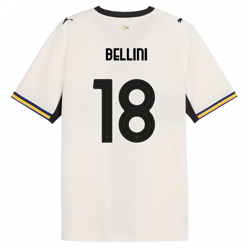נשים Gabriele Bellini #18 לבן מבריק שחור צהוב ג'רזי ביתית 2026/27 חולצה קצרה
