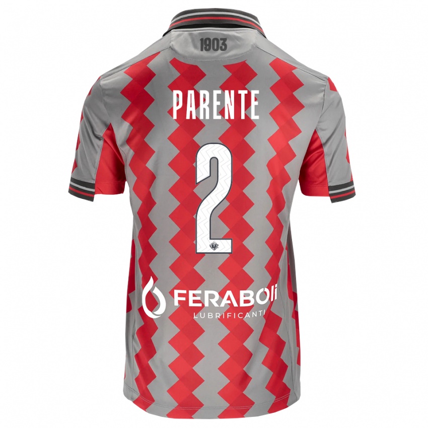 נשים Mattia Parente #2 אפור אדום לבן ג'רזי ביתית 2026/27 חולצה קצרה