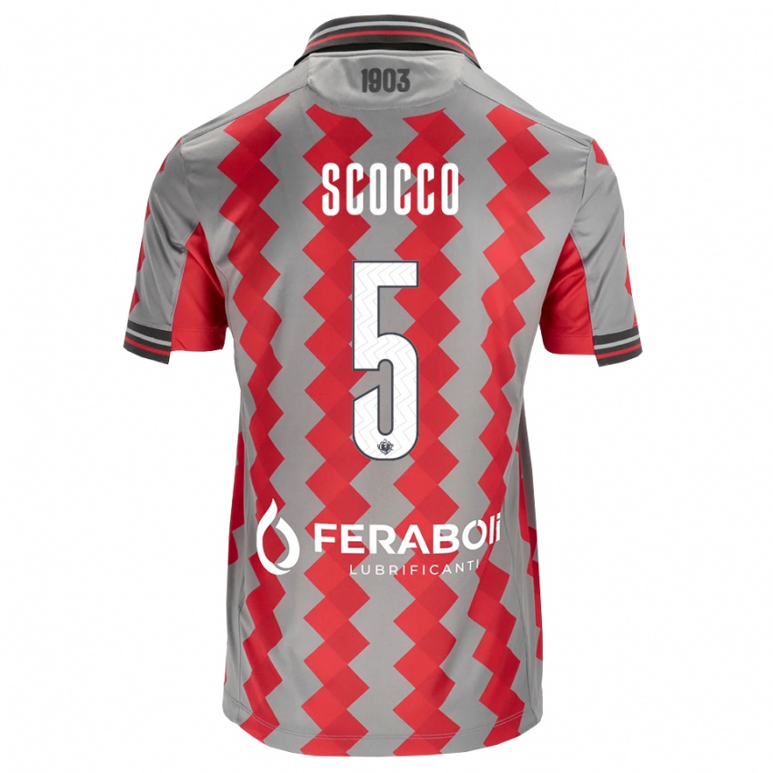 נשים Lionel Scocco #5 אפור אדום לבן ג'רזי ביתית 2026/27 חולצה קצרה